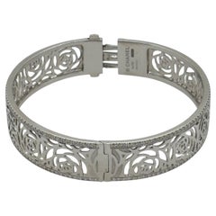 Chanel Camellia 18k White Gold Ajoure Bracelet with diamonds