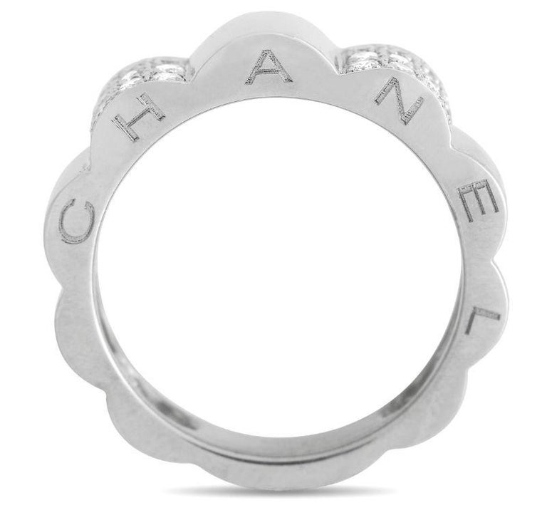 Chanel Camellia 18k White Gold Diamond Ring For Sale at 1stDibs
