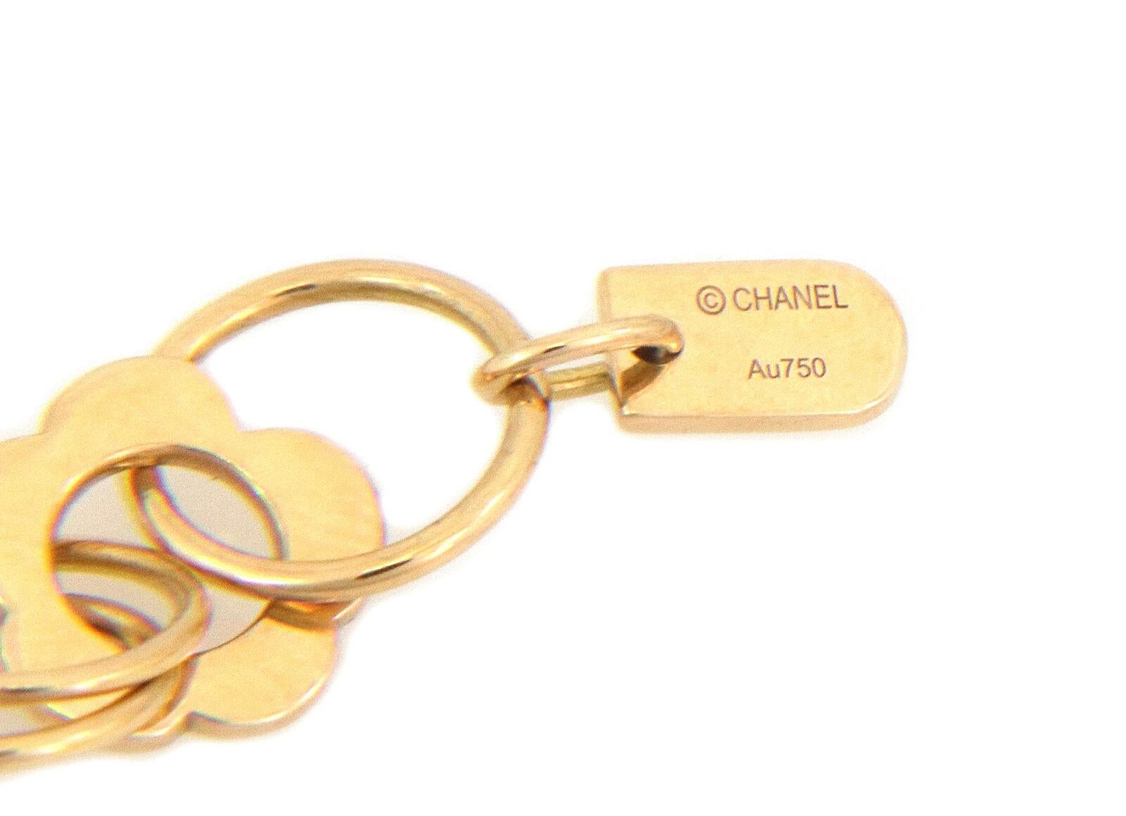Chanel Camellia 18k Yellow Gold Flower & Hoop Motif Necklace & Bracelet Set For Sale 2