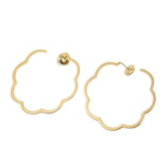 Chanel Camellia 18 Karat Yellow Gold Large Flower Hoop Earrings