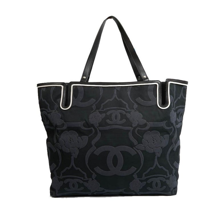 Chanel Chanel Canvas And Leather Camellia Large Shopping Tote Bag