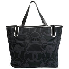 CHANEL Tote Bag 5x5 with Whistle in White and Black Canvas at 1stDibs