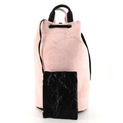 Chanel Camellia Beach Drawstring Sling Backpack Terry Cloth Large