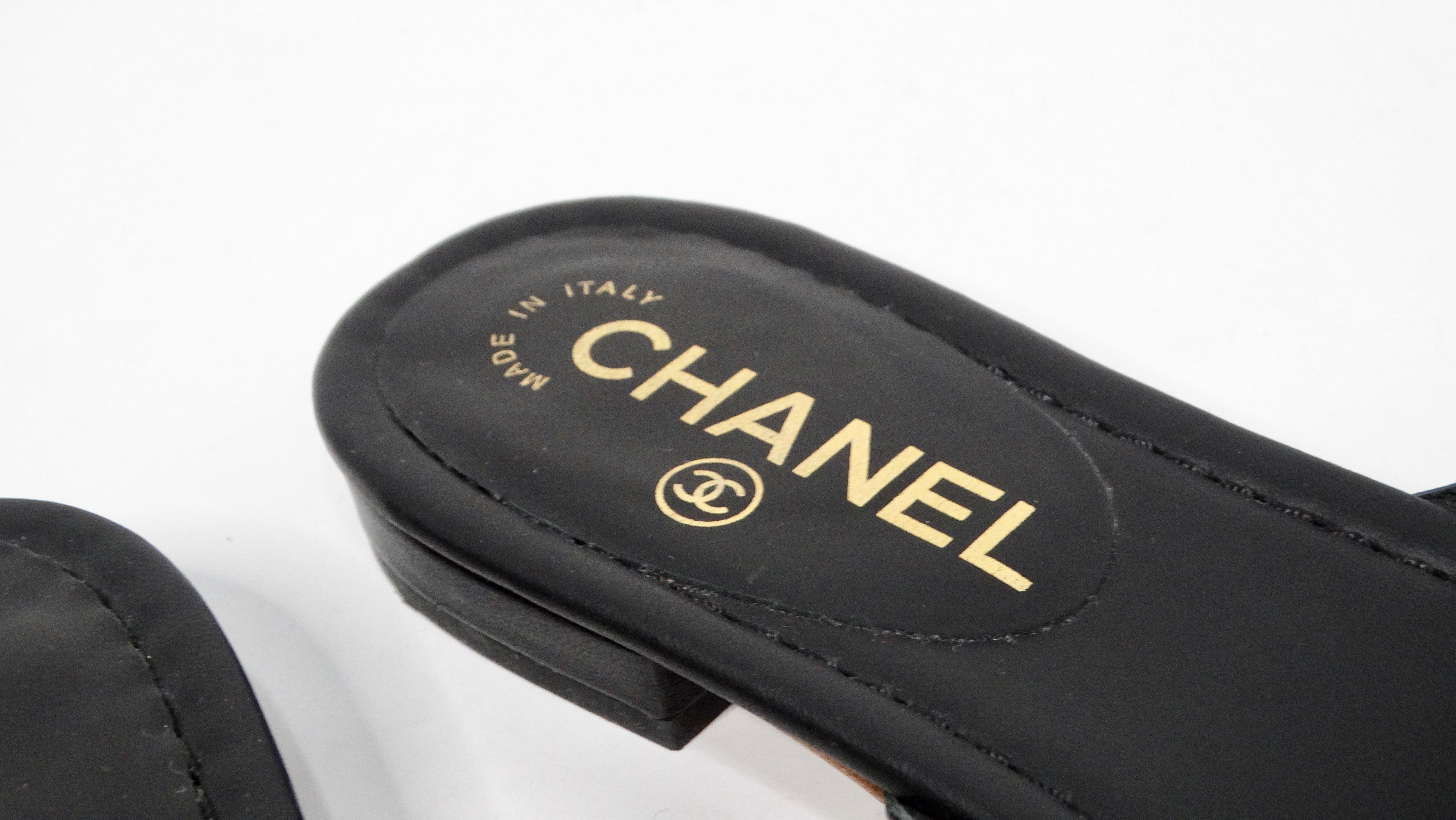 Chanel Camellia Black Lambskin Leather Sandals 1
