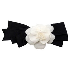 Chanel Camellia Black Satin Bow Brooch circa 1990s