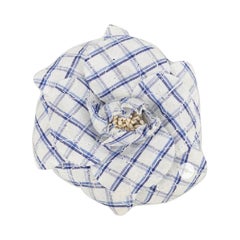 Chanel Camellia Blue and White Brooch
