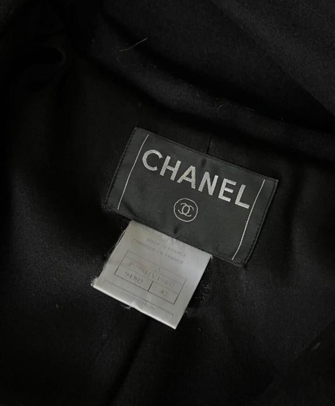 Chanel Camellia Brooch Black Parka Coat 3