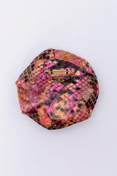 Chanel Camellia Brooch in Exotic Leather