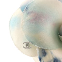 Chanel Camellia Brooch Tie Dye Silk Blue, Multicolor