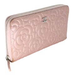 Chanel Camellia CC Logo Caviar Zip Wallet CC-W1009P-0007