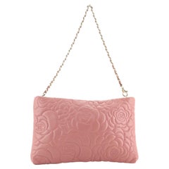 Chanel Camellia Chain Clutch Embossed Leather