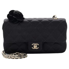 Chanel Camellia Chain Flap Bag Quilted Satin Mini