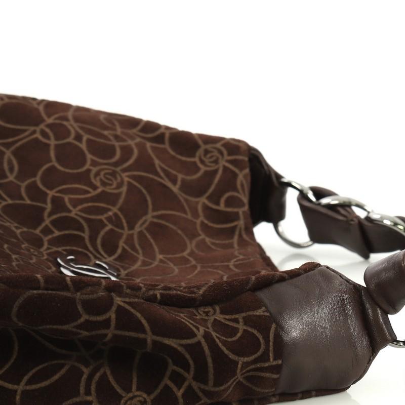 Chanel Camellia Chain Shoulder Bag Embossed Suede Medium 2