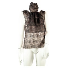 Chanel Camellia Chantilly Lace Top with Ruffle Cravat