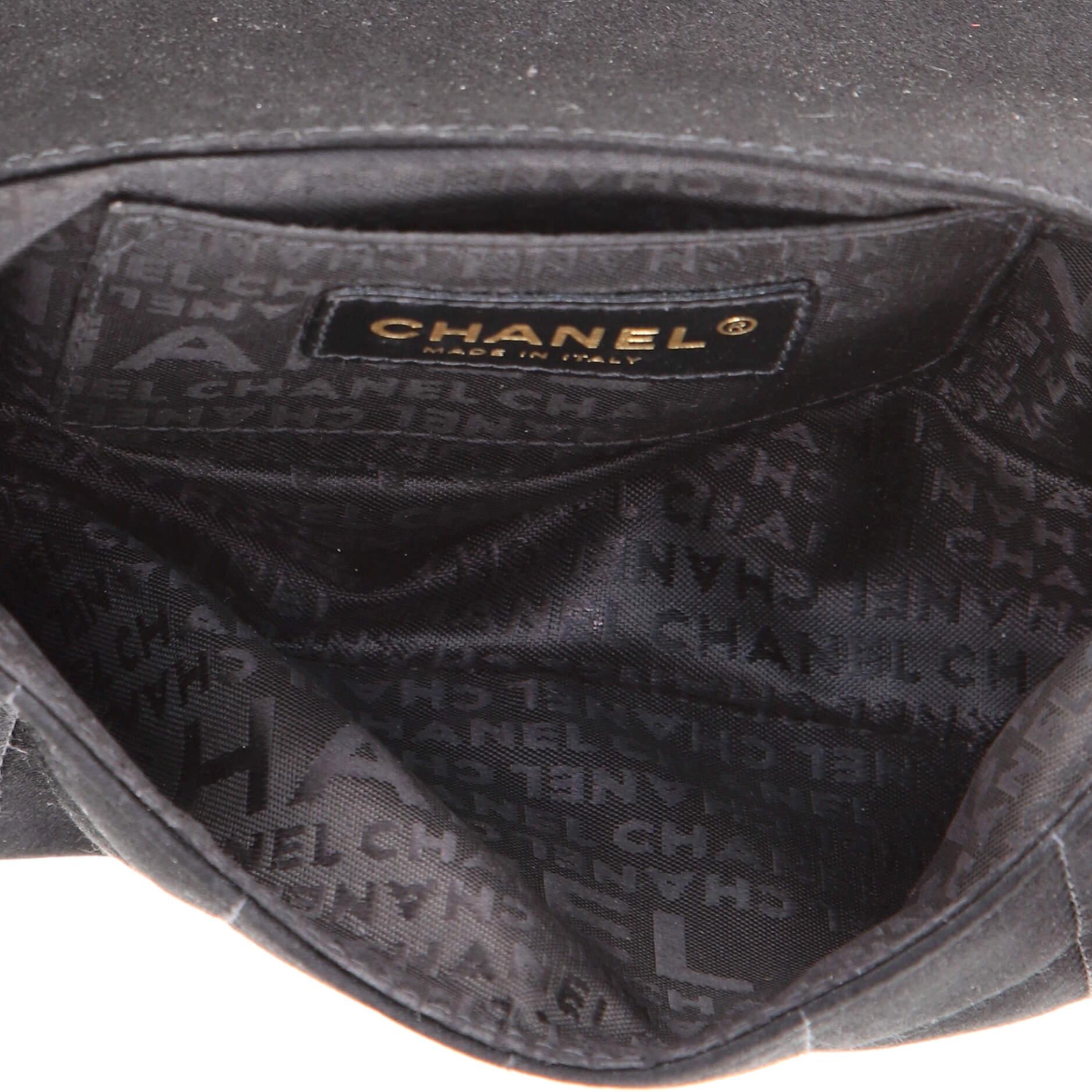 Chanel Camellia Chocolate Bar Flap Bag Quilted Satin Mini In Good Condition In NY, NY