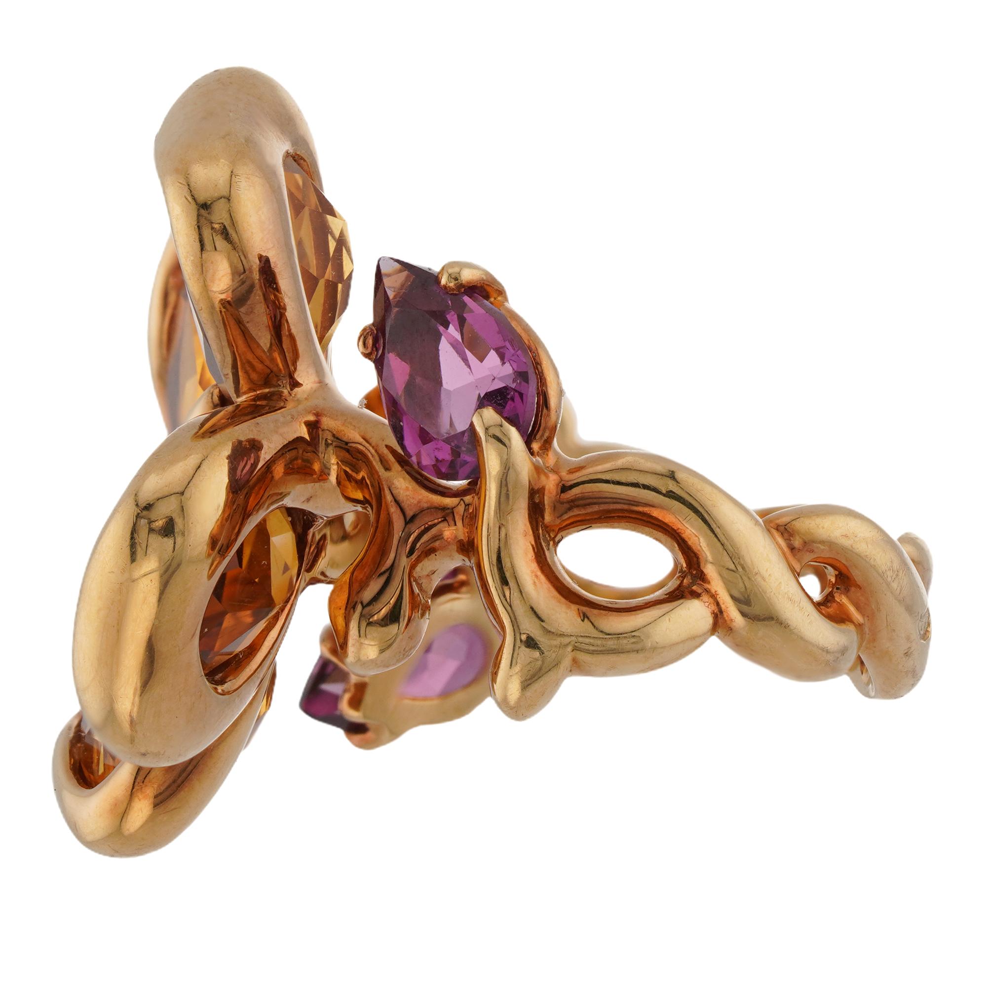 Anello con fiore in oro giallo Chanel Citrino Ametista in vendita 2