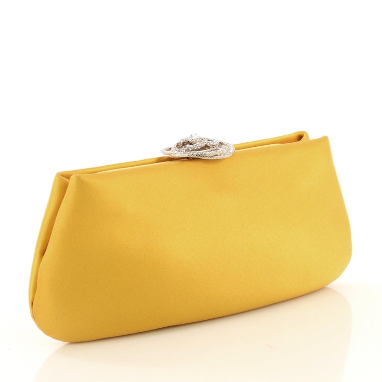 Chanel Camellia Clasp Clutch Satin with Crystals Small at 1stDibs
