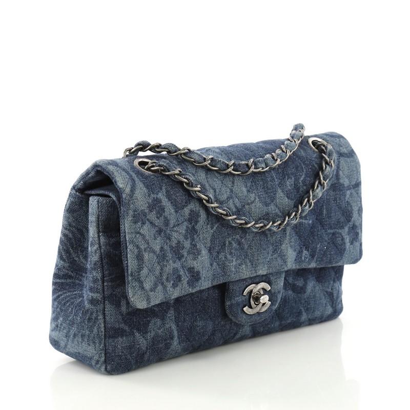 chanel denim camellia flap bag