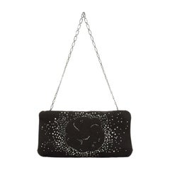 Chanel Camellia Diamante Convertible Clutch Crystal Embellished Satin Sma
