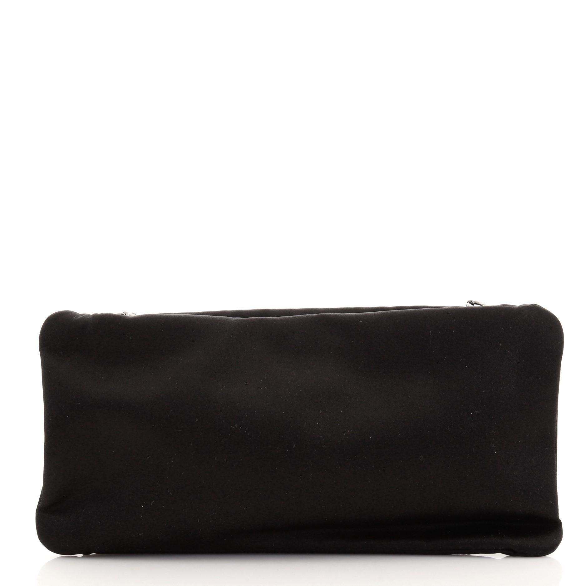 Chanel Camellia Diamante Convertible Clutch Crystal Embellished Satin Small In Good Condition In NY, NY