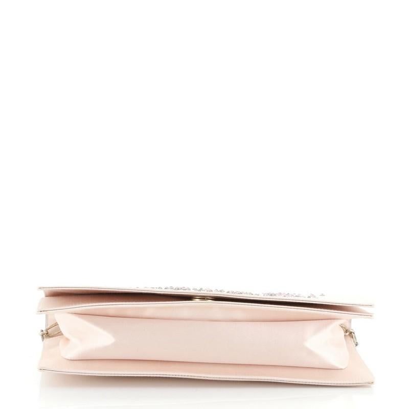 Women's or Men's  Chanel Camellia Diamante Convertible Clutch Crystal Embellished Satin Small