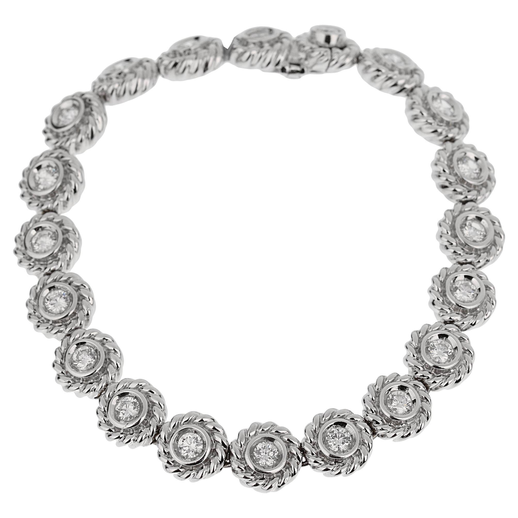 Chanel Camellia Diamond White Gold Tennis Bracelet For Sale