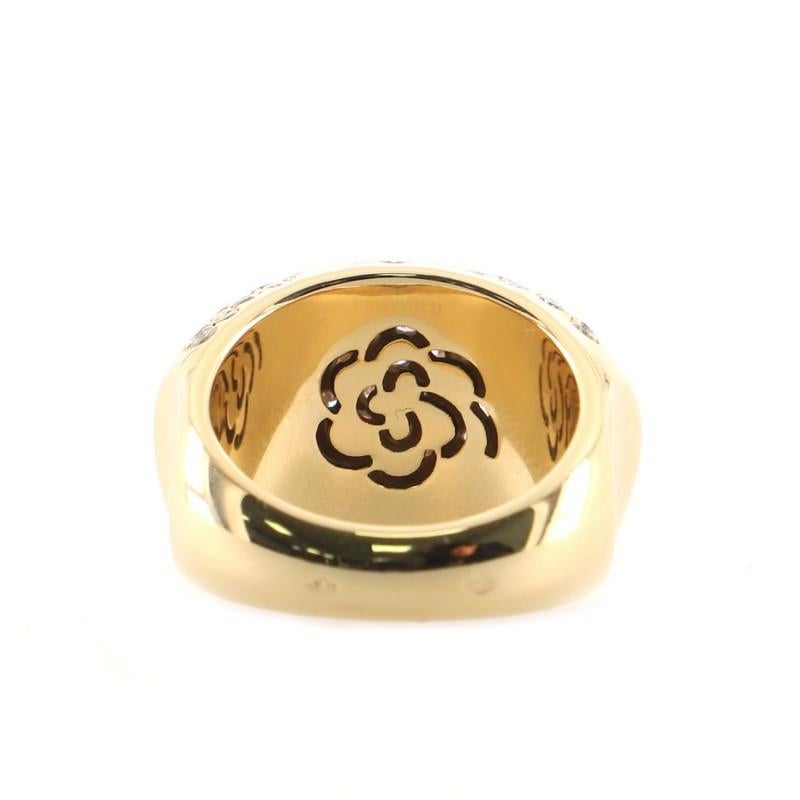 Chanel Camellia Dome Ring 18K Yellow Gold and Diamonds In Good Condition In New York, NY