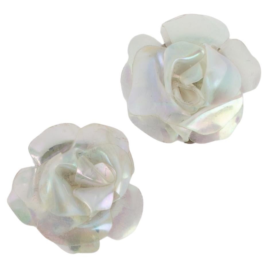 Chanel camellia earrings For Sale