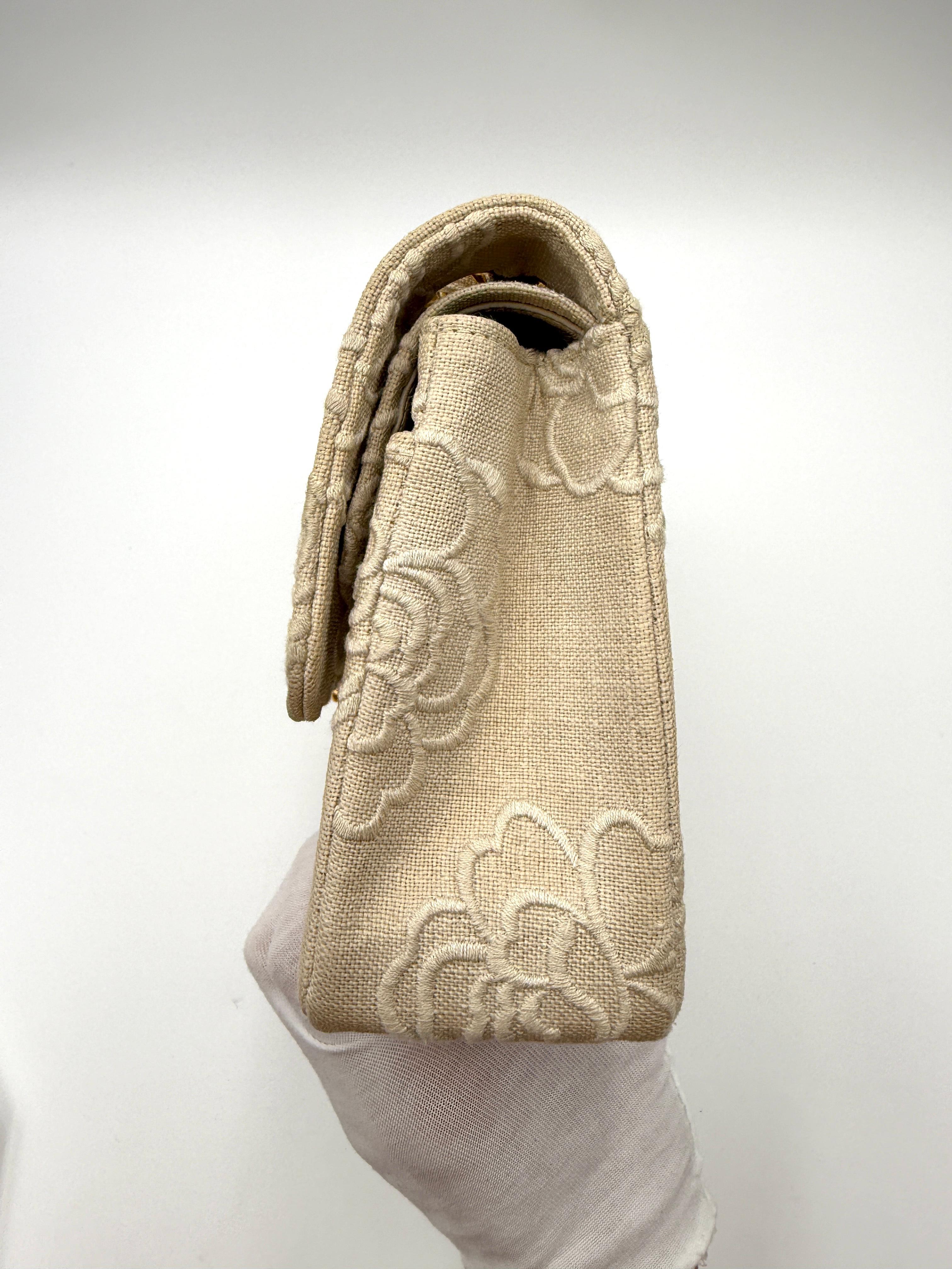 Chanel Camellia Embroidered Small Flap Bag For Sale 8
