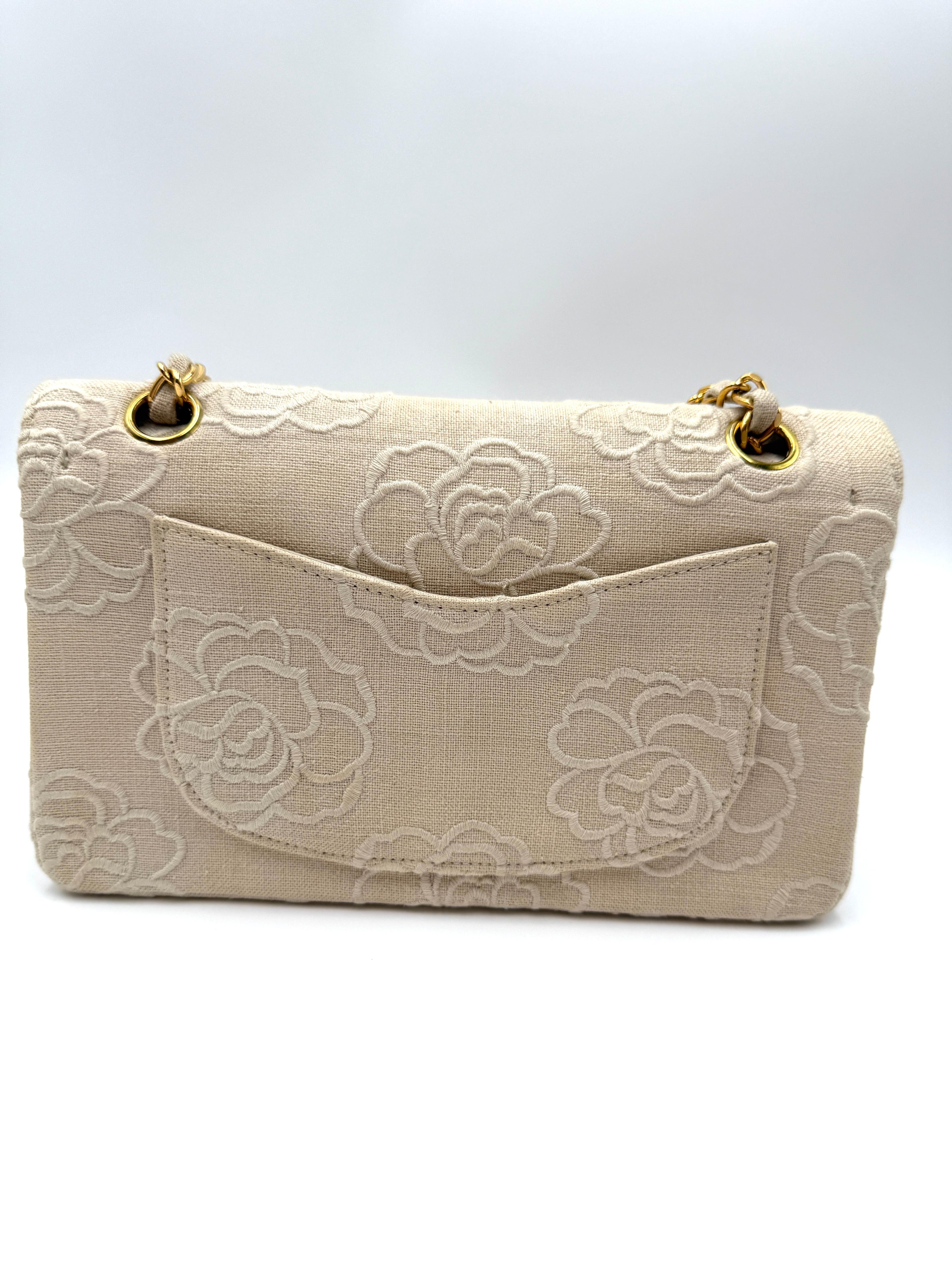 Chanel Camellia Embroidered Small Flap Bag For Sale 4