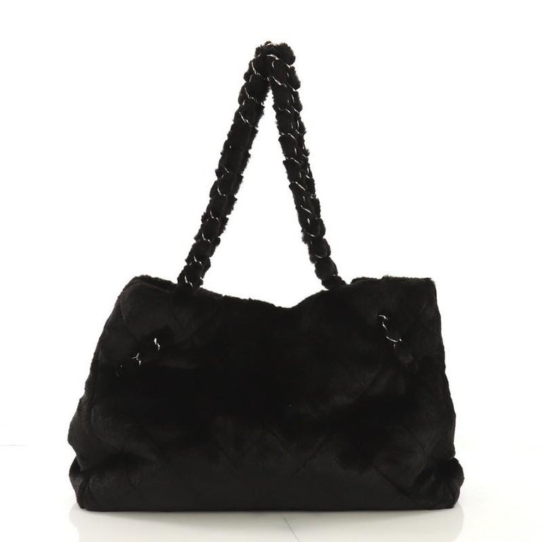 Chanel Camellia Fantasy Tote Faux Fur Large at 1stDibs