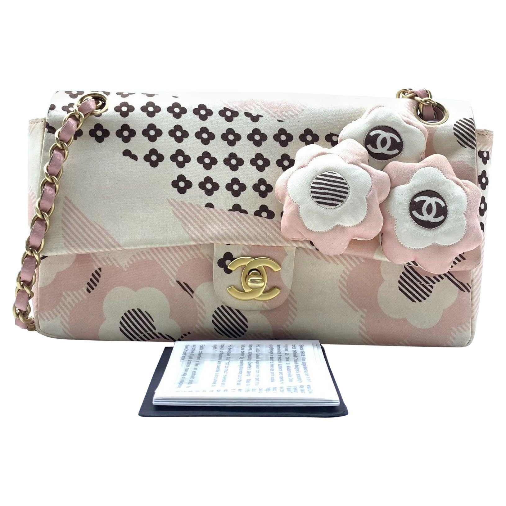 Chanel Camellia Flap Bag Pink Floral Printed Satin Medium, 2005-2006