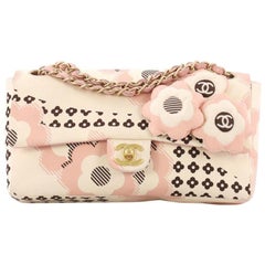 Chanel Camellia Flap Bag Printed Satin Medium