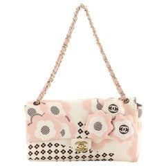 Chanel Camellia Flap Bag Printed Satin Medium at 1stDibs