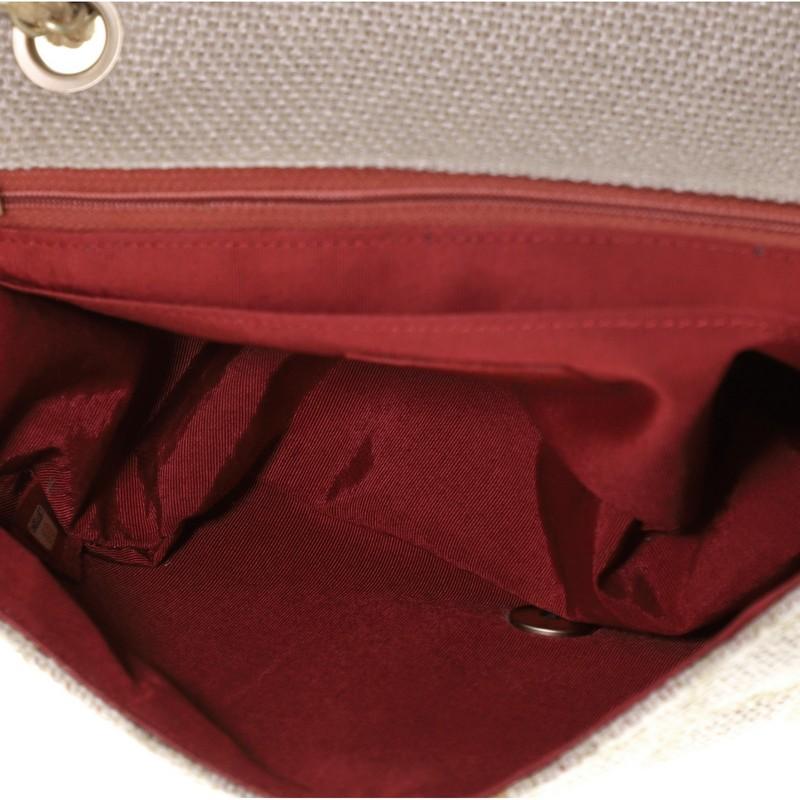 Women's or Men's Chanel Camellia Flap Bag Quilted Burlap With Wicker Small