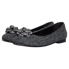 Chanel, Camellia flats in grey fishbone