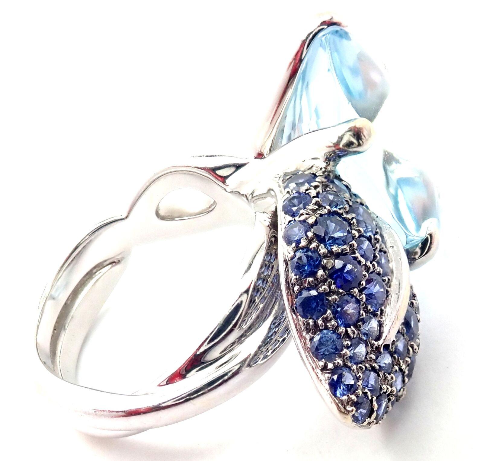 Chanel 18k White Gold Aquamarine & Blue Sapphire Ring, from the 
