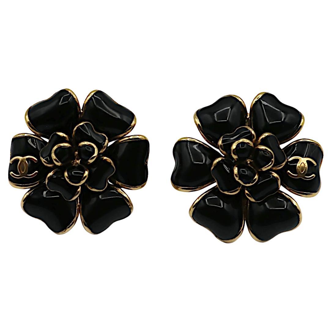 CHANEL Camellia Flower CC Clip-On Earrings, 2002