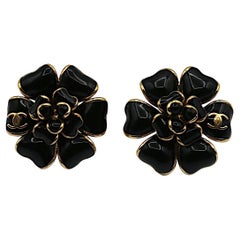 CHANEL Camellia Flower CC Clip-On Earrings, 2002