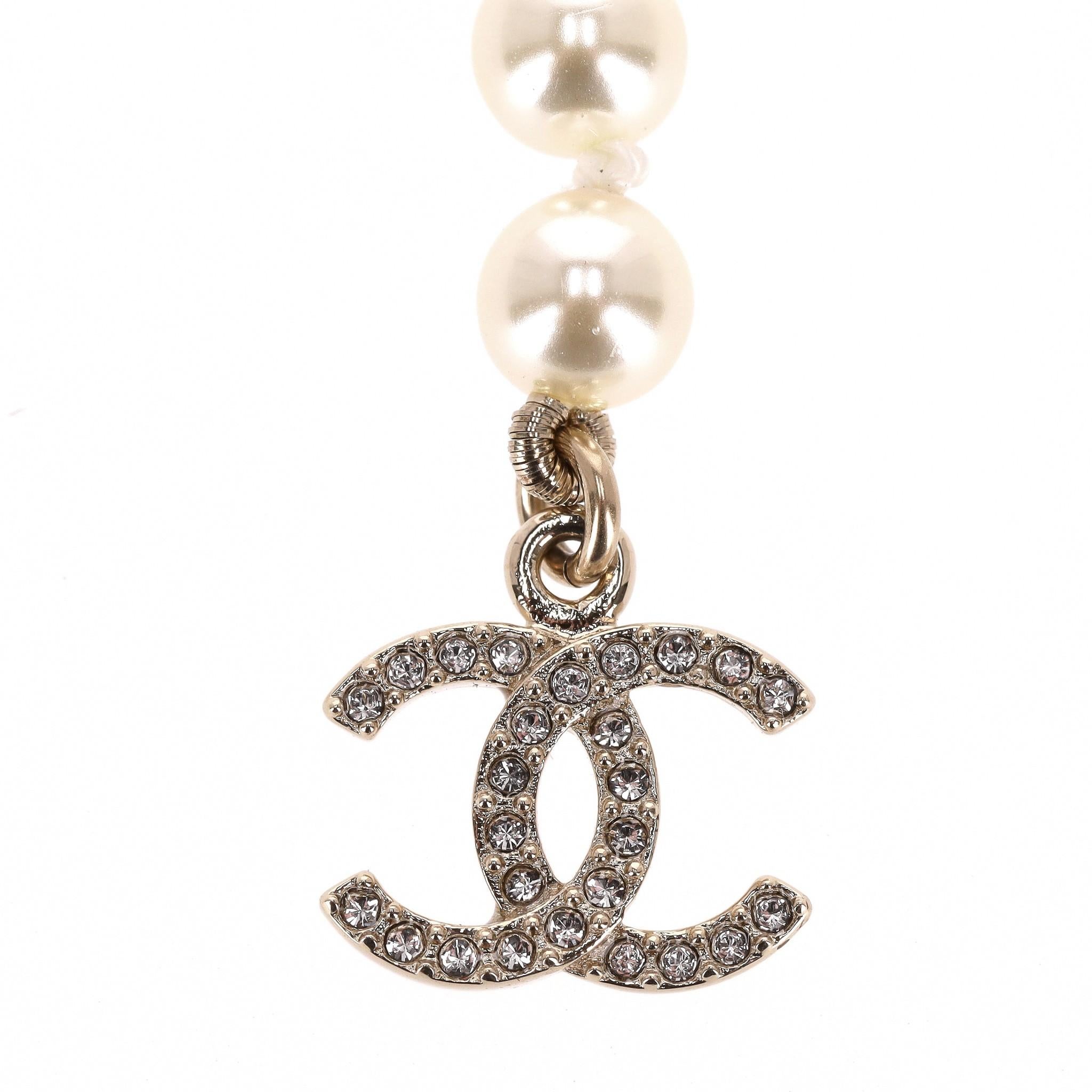 Women's Chanel Camellia Flower, 'CC' Logo, Pearl & Strass Drop Earrings