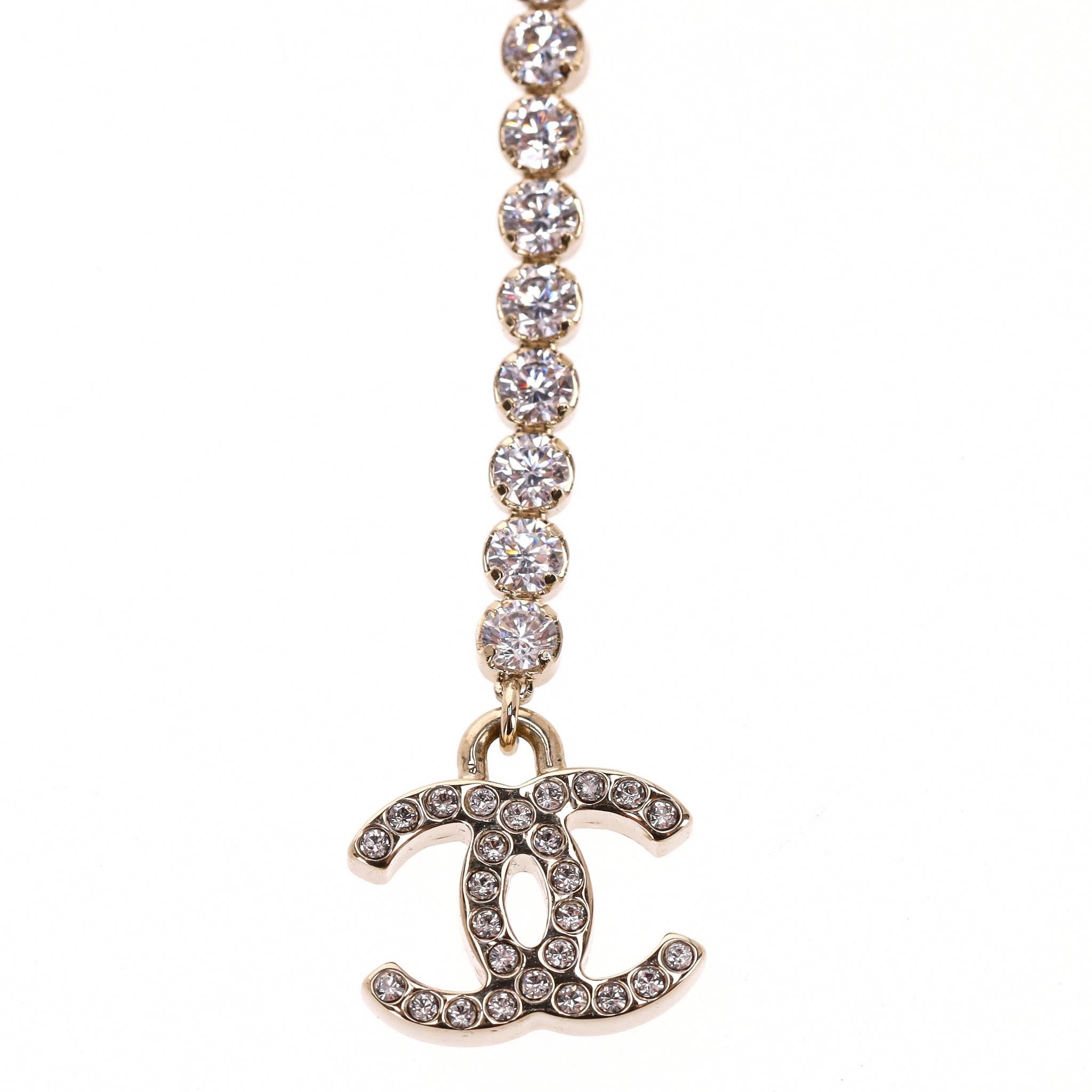 Chanel Camellia Flower, 'CC' Logo, Pearl & Strass Drop Earrings 3