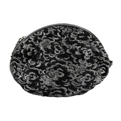 CHANEL Kamelie Blume Jacquard Kette Beutel Clutch Handgelenk schwarz & Silber
