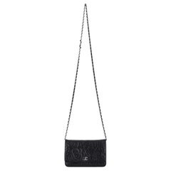 Chanel Camellia Flower Pattern Lambskin Leather Wallet On Chain