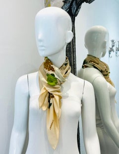 Chanel Camellia Flower Print Silk Scarf