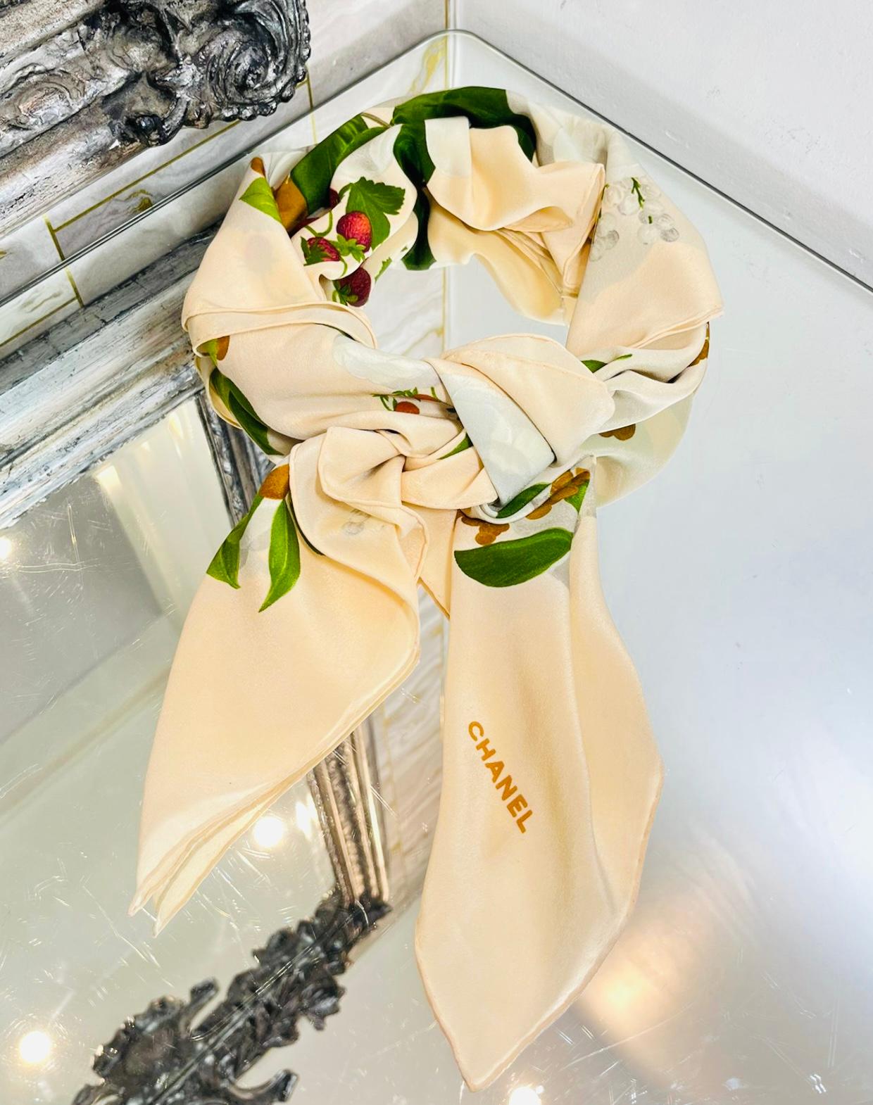 Women's Chanel Camellia Flower Print Silk Scarf