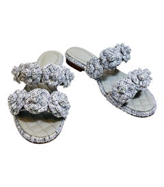 Chanel Camellia Flower Tweed Mules