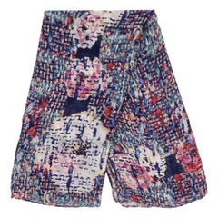 Chanel Camellia Flower & Tweed Print Silk Scarf