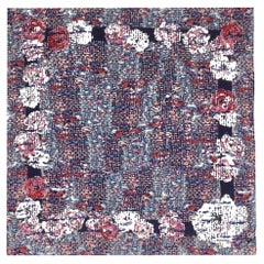 Chanel Camellia Flower & Tweed Print Silk Scarf