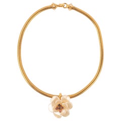 Chanel Camellia Golden Metal Short Necklace