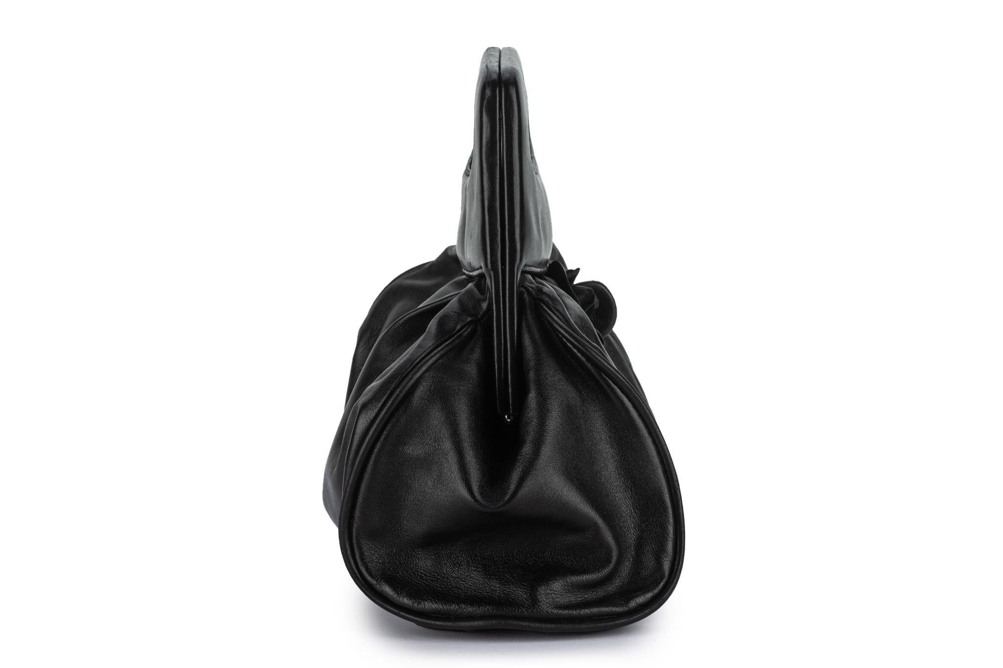 Black Chanel Camellia Lambskin Handle Bag